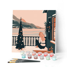 Load image into Gallery viewer, Mini Paint by numbers 8"x8" framed - Girl and Winter Lake Figured'Art UK