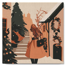 Load image into Gallery viewer, Mini Paint by numbers 8"x8" framed - Girl in Festive Village