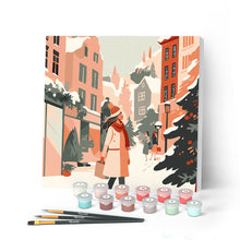 Load image into Gallery viewer, Mini Paint by numbers 8"x8" framed - Winter Shopping Figured'Art UK