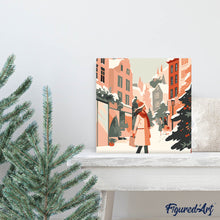 Load image into Gallery viewer, Mini Paint by numbers 8"x8" framed - Winter Shopping