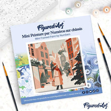 Load image into Gallery viewer, Mini Paint by numbers 8"x8" framed - Winter Shopping