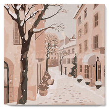 Load image into Gallery viewer, Mini Paint by numbers 8"x8" framed - Peaceful Snowy Town