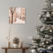 Load image into Gallery viewer, Mini Paint by numbers 8"x8" framed - Peaceful Snowy Town