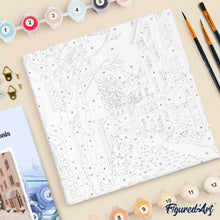Load image into Gallery viewer, Mini Paint by numbers 8"x8" framed - Peaceful Snowy Town