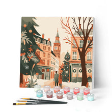 Load image into Gallery viewer, Mini Paint by numbers 8"x8" framed - Christmas in London Figured'Art UK