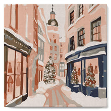 Load image into Gallery viewer, Mini Paint by numbers 8"x8" framed - Snowy Christmas Alley