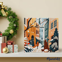 Load image into Gallery viewer, Mini Paint by numbers 8"x8" framed - Snowy Alley