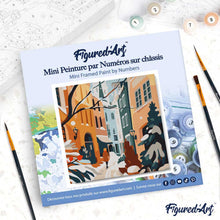 Load image into Gallery viewer, Mini Paint by numbers 8"x8" framed - Snowy Alley