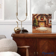 Load image into Gallery viewer, Mini Paint by numbers 8"x8" framed - Cozy Christmas Room