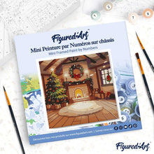 Load image into Gallery viewer, Mini Paint by numbers 8"x8" framed - Cozy Christmas Room