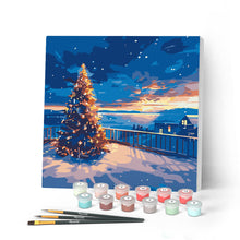 Load image into Gallery viewer, Mini Paint by numbers 8"x8" framed - Twinkle Christmas Sunset Figured'Art UK