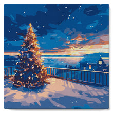 Load image into Gallery viewer, Mini Paint by numbers 8"x8" framed - Twinkle Christmas Sunset