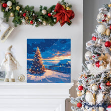 Load image into Gallery viewer, Mini Paint by numbers 8"x8" framed - Twinkle Christmas Sunset