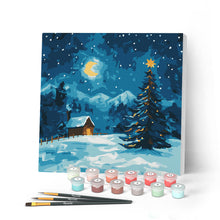 Load image into Gallery viewer, Mini Paint by numbers 8"x8" framed - Starry Christmas Night Figured'Art UK