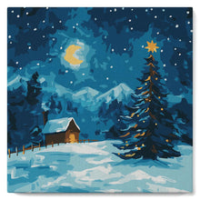 Load image into Gallery viewer, Mini Paint by numbers 8"x8" framed - Starry Christmas Night