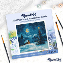 Load image into Gallery viewer, Mini Paint by numbers 8"x8" framed - Starry Christmas Night