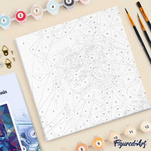 Load image into Gallery viewer, Mini Paint by numbers 8"x8" framed - Polygon Santa