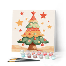Load image into Gallery viewer, Mini Paint by numbers 8"x8" framed - Cute Christmas Tree Figured'Art UK