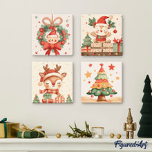 Load image into Gallery viewer, Mini Paint by numbers 8"x8" framed - Festive Reindeer