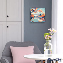 Load image into Gallery viewer, Mini Paint by numbers 20x20cm framed - Lake and Mount Fuji
