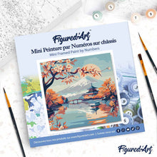 Load image into Gallery viewer, Mini Paint by numbers 20x20cm framed - Lake and Mount Fuji