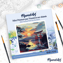 Load image into Gallery viewer, Mini Paint by numbers 20x20cm framed - Torii Gate at Sunset