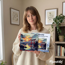 Load image into Gallery viewer, Mini Paint by numbers 20x20cm framed - Torii Gate at Sunset