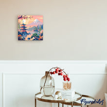 Load image into Gallery viewer, Mini Paint by numbers 20x20cm framed - Pagoda and Mount Fuji