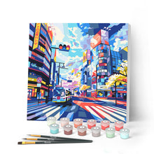Load image into Gallery viewer, Mini Paint by numbers 20x20cm framed - Shibuya Pop Art Figured'Art UK