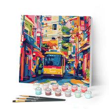 Load image into Gallery viewer, Mini Paint by numbers 20x20cm framed - Tokyo City Bus Figured'Art UK
