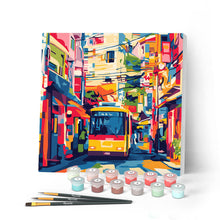 Load image into Gallery viewer, Mini Paint by numbers 20x20cm framed - Tokyo City Bus Figured'Art UK