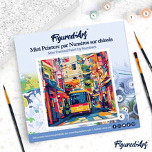 Load image into Gallery viewer, Mini Paint by numbers 20x20cm framed - Tokyo City Bus
