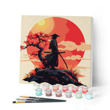 Load image into Gallery viewer, Mini Paint by numbers 20x20cm framed - Samurai at Sunset Figured'Art UK