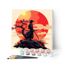 Load image into Gallery viewer, Mini Paint by numbers 20x20cm framed - Samurai at Sunset Figured'Art UK
