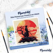 Load image into Gallery viewer, Mini Paint by numbers 20x20cm framed - Samurai at Sunset