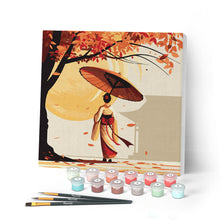 Load image into Gallery viewer, Mini Paint by numbers 20x20cm framed - Peaceful Walk of a Geisha Figured'Art UK
