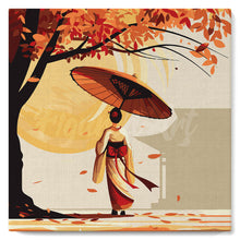 Load image into Gallery viewer, Mini Paint by numbers 20x20cm framed - Peaceful Walk of a Geisha