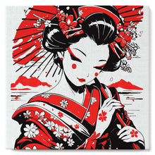 Load image into Gallery viewer, Mini Paint by numbers 20x20cm framed - Red and Black Geisha