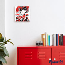 Load image into Gallery viewer, Mini Paint by numbers 20x20cm framed - Red and Black Geisha