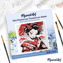 Load image into Gallery viewer, Mini Paint by numbers 20x20cm framed - Red and Black Geisha