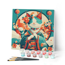 Load image into Gallery viewer, Mini Paint by numbers 20x20cm framed - Japanese Princess Cat Figured'Art UK