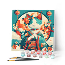Load image into Gallery viewer, Mini Paint by numbers 20x20cm framed - Japanese Princess Cat Figured'Art UK
