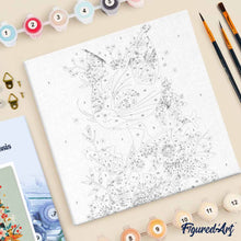 Load image into Gallery viewer, Mini Paint by numbers 20x20cm framed - Floral Cat in Kimono