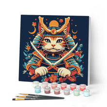 Load image into Gallery viewer, Mini Paint by numbers 20x20cm framed - Samurai Cat Figured'Art UK