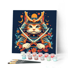 Load image into Gallery viewer, Mini Paint by numbers 20x20cm framed - Samurai Cat Figured'Art UK