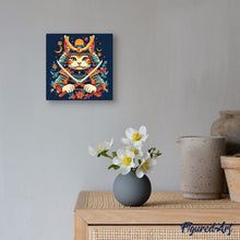 Load image into Gallery viewer, Mini Paint by numbers 20x20cm framed - Samurai Cat