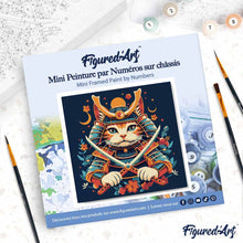 Load image into Gallery viewer, Mini Paint by numbers 20x20cm framed - Samurai Cat