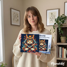 Load image into Gallery viewer, Mini Paint by numbers 20x20cm framed - Samurai Cat