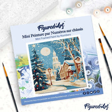 Load image into Gallery viewer, Mini Paint by numbers 20x20cm framed - Snowy Christmas Street