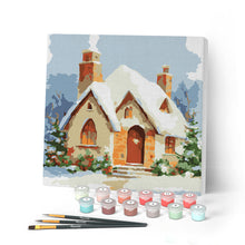 Load image into Gallery viewer, Mini Paint by numbers 20x20cm framed - Winter Brick House Figured'Art UK